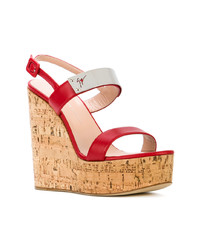 Красные кожаные босоножки на танкетке от Giuseppe Zanotti Design