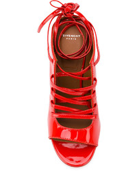 Женские красные кожаные босоножки от Givenchy
