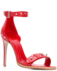 Женские красные кожаные босоножки от Alexander McQueen