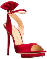 Женские красные кожаные босоножки от Charlotte Olympia