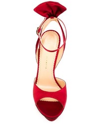 Женские красные кожаные босоножки от Charlotte Olympia