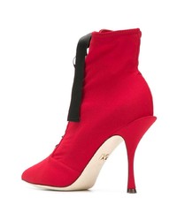 Красные кожаные ботильоны на шнуровке от Dolce & Gabbana