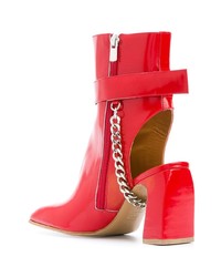 Красные кожаные ботильоны с вырезом от Ssheena