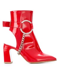 Красные кожаные ботильоны с вырезом от Ssheena