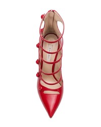 Красные кожаные ботильоны с вырезом от Casadei