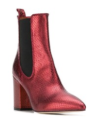 Красные кожаные ботильоны со змеиным рисунком от Paris Texas