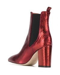 Красные кожаные ботильоны со змеиным рисунком от Paris Texas