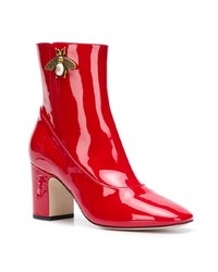 Красные кожаные ботильоны от Gucci