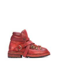 Красные кожаные ботинки на шнуровке