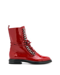 Женские красные кожаные ботинки на шнуровке от Casadei
