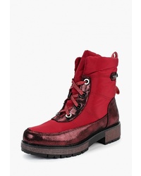 Женские красные кожаные ботинки на шнуровке от King Boots