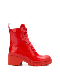 Женские красные кожаные ботинки на шнуровке от Marc Jacobs