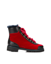 Женские красные кожаные ботинки на шнуровке от Mr & Mrs Italy