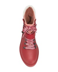 Женские красные кожаные ботинки на шнуровке от Coach