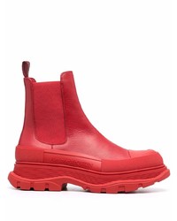 Мужские красные кожаные ботинки челси от Alexander McQueen