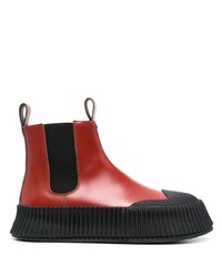 Мужские красные кожаные ботинки челси от Jil Sander