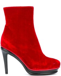 Женские красные кожаные ботинки от A.F.Vandevorst
