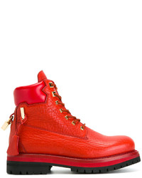 Мужские красные кожаные ботинки от Buscemi