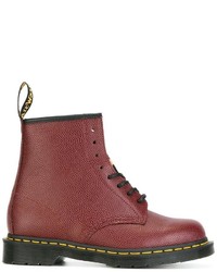 Женские красные кожаные ботинки от Dr. Martens