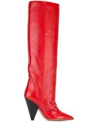 Женские красные кожаные ботинки от Isabel Marant