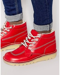 Мужские красные кожаные ботинки от Kickers