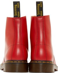 Мужские красные кожаные ботинки от Dr. Martens