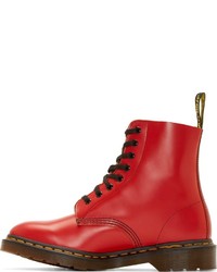 Мужские красные кожаные ботинки от Dr. Martens