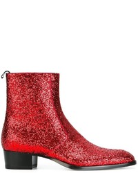 Мужские красные кожаные ботинки от Saint Laurent