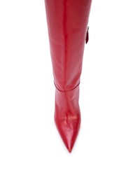 Красные кожаные ботфорты от Amina Muaddi