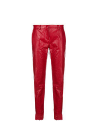 Красные кожаные брюки-галифе