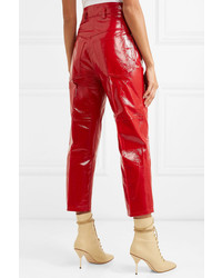 Женские красные кожаные брюки-галифе от Petar Petrov