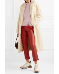 Красные кожаные брюки-клеш от Stand