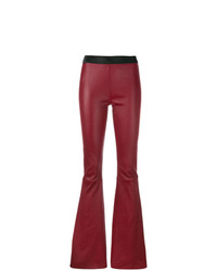 Красные кожаные брюки-клеш от Drome
