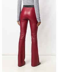Красные кожаные брюки-клеш от Drome
