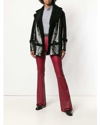 Красные кожаные брюки-клеш от Drome