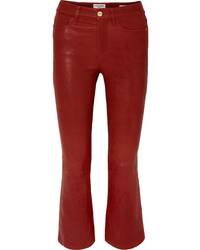 Красные кожаные брюки-клеш от Frame