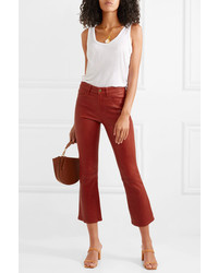 Красные кожаные брюки-клеш от Frame