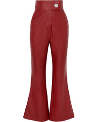 Красные кожаные брюки-клеш от Sara Battaglia