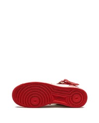 Мужские красные кожаные высокие кеды в шотландскую клетку от Nike