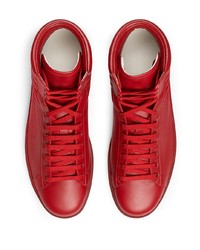 Мужские красные кожаные высокие кеды от Gucci