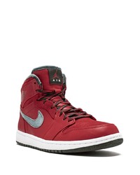 Мужские красные кожаные высокие кеды от Jordan