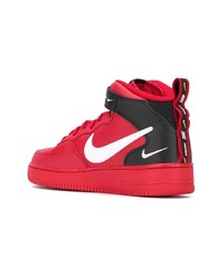 Мужские красные кожаные высокие кеды от Nike