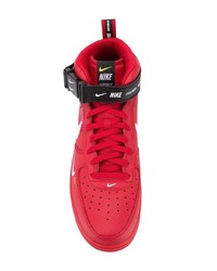 Мужские красные кожаные высокие кеды от Nike