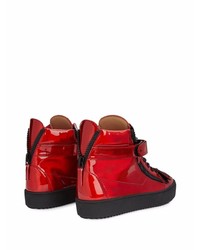 Мужские красные кожаные высокие кеды от Giuseppe Zanotti