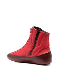 Мужские красные кожаные высокие кеды от RBRSL RUBBER SOUL