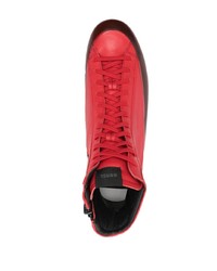 Мужские красные кожаные высокие кеды от RBRSL RUBBER SOUL