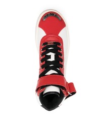 Мужские красные кожаные высокие кеды от Kenzo