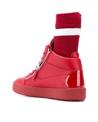 Мужские красные кожаные высокие кеды от Giuseppe Zanotti Design