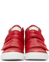 Женские красные кожаные высокие кеды от MM6 MAISON MARGIELA