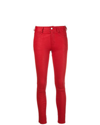 Красные кожаные джинсы скинни от Zadig & Voltaire